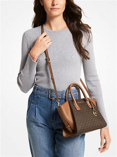 michael kors mirren small logo and leather satchel|Avril Small Logo and Leather Satchel .